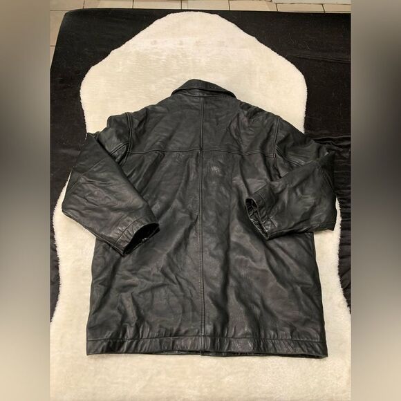 Claiborne Mens Black Button Down Leather Lamb skin Jacket Y2K Sz XXL Thinsulate - Picture 3 of 10